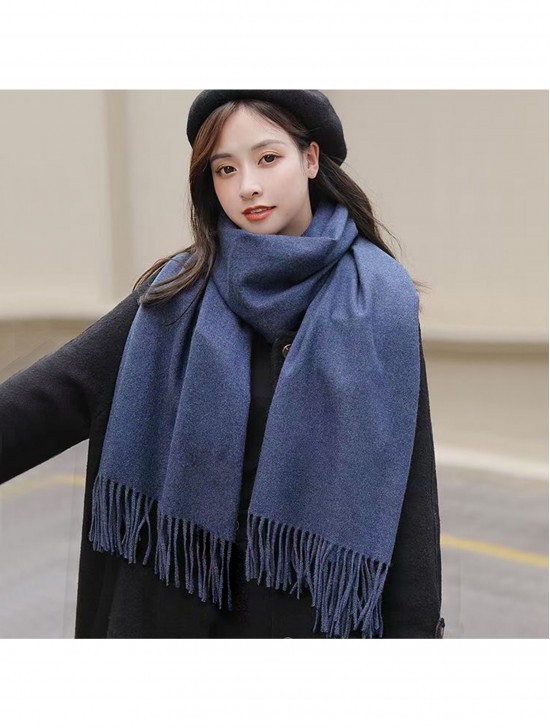 Premium Cashmere Feeling Solid Color Scarf W/ Tassels